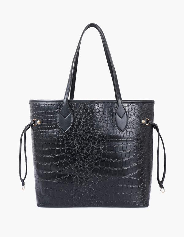 Black Crocodile CarryAll Tote Bag
