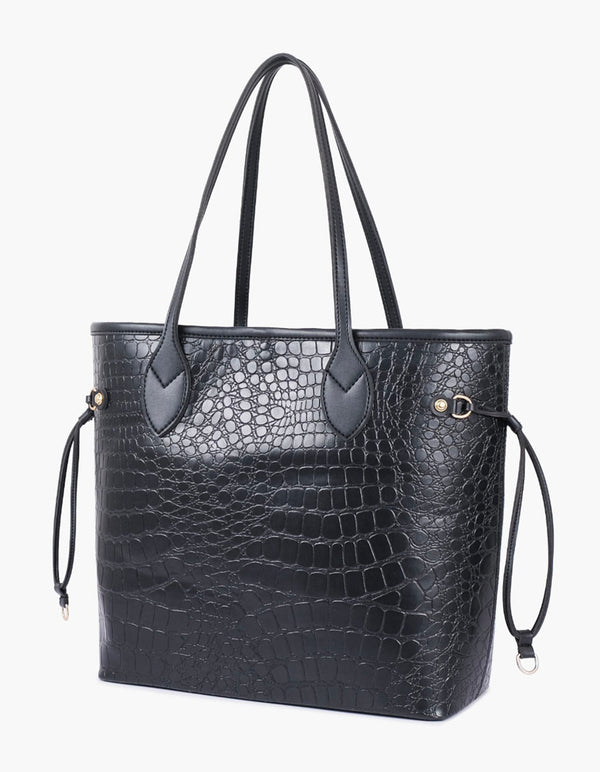 Black Crocodile CarryAll Tote Bag