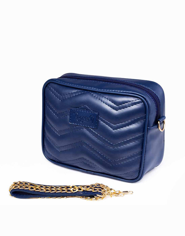 Blue Quilted Crossbody Bag