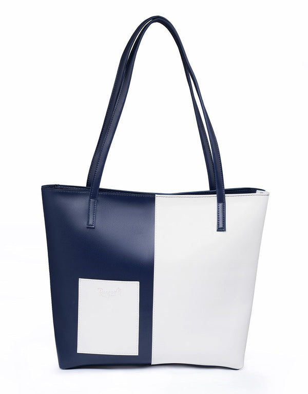 Blue+White Double Handle Tote Bag