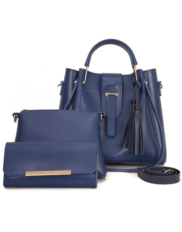 Blue 3 Pieces Handbag
