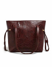 Dark Brown Crocodile CarryAll Tote Bag