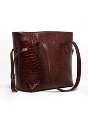 Dark Brown Crocodile CarryAll Tote Bag