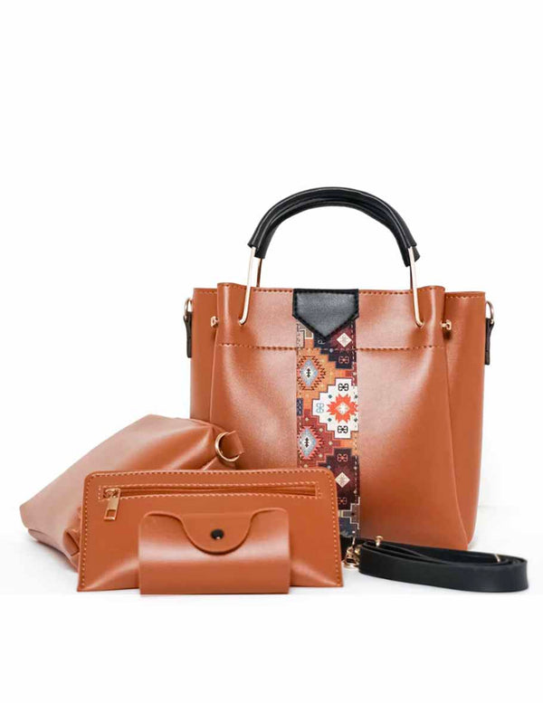 Delight - Brown 4 Pieces Handbag