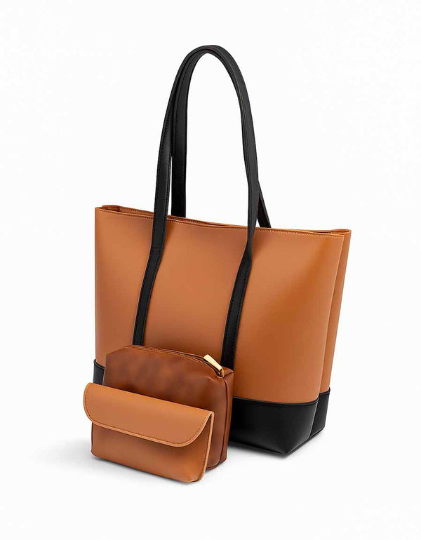 Fiora - Brown 3 Pieces Handbag