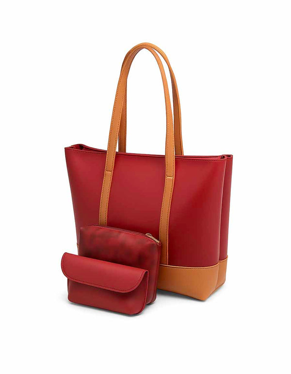 Fiora - Maroon 3 Pieces Handbag