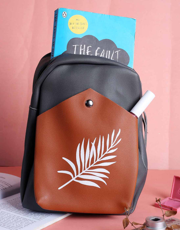 Grey-Brown Leaf Mini Backpack