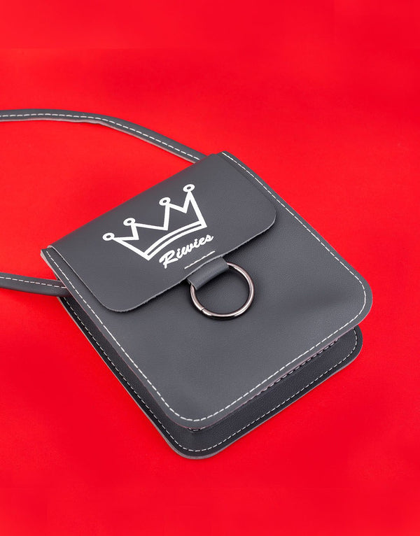 Grey Crown Mobile Pouch Bag