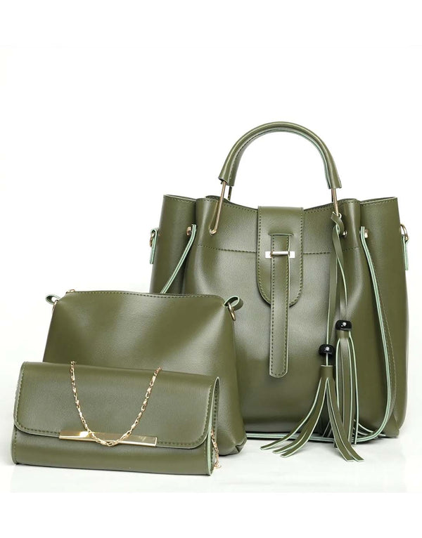 Green 3 Pieces Handbag