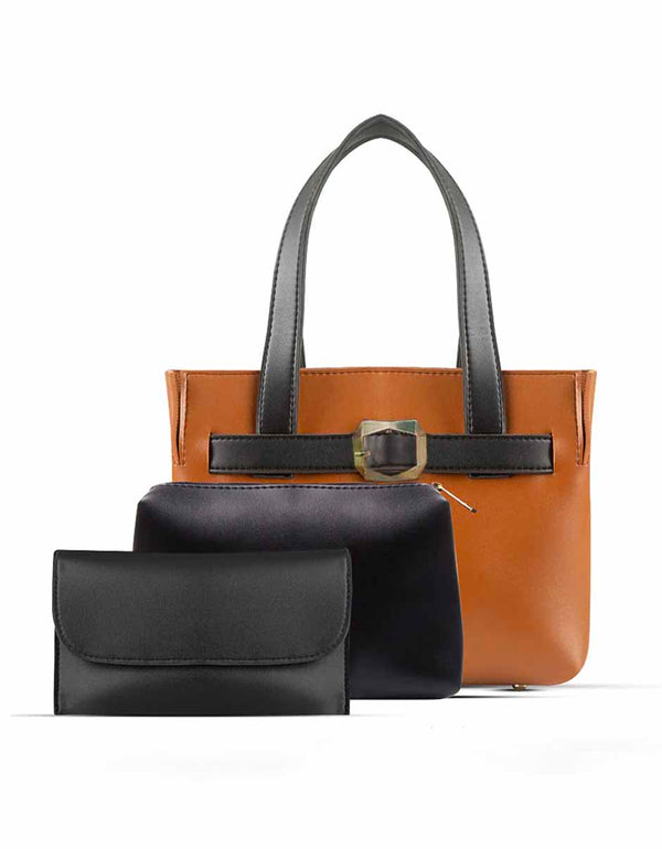 Kora - Brown 3 Pieces Handbag