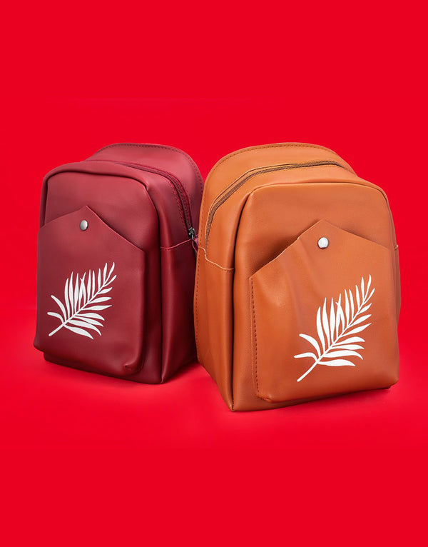 Maroon Leaf Mini Backpack