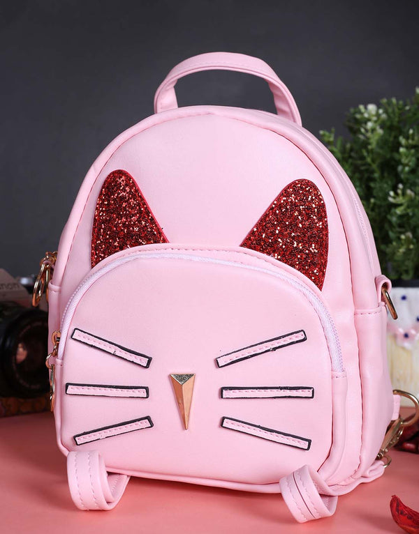 Light Pink Cat Face Mini Backpack