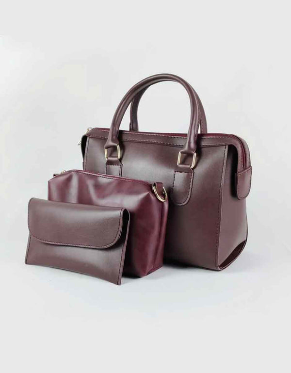 Opal - Maroon 3 Pieces Handbag 