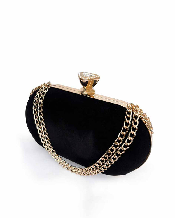 Oval - Black Velvet Clutch