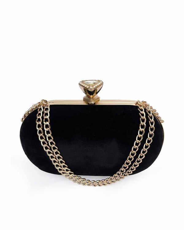 Oval - Black Velvet Clutch