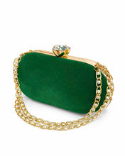Oval - Green Velvet Clutch