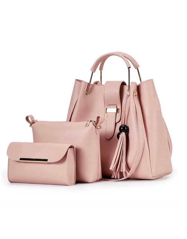 Pink 3 Pieces Handbag