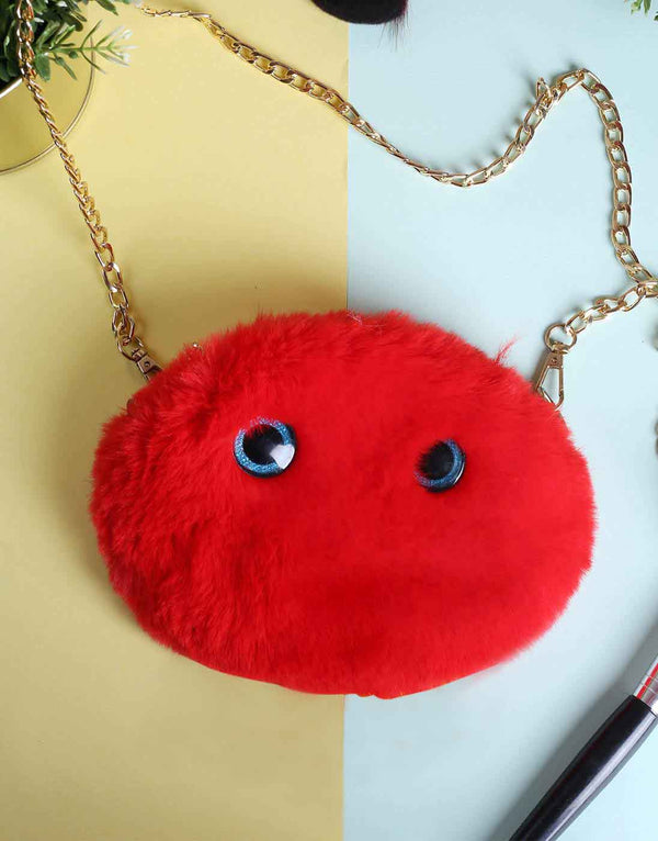 Red Fluffy Pouch Bag