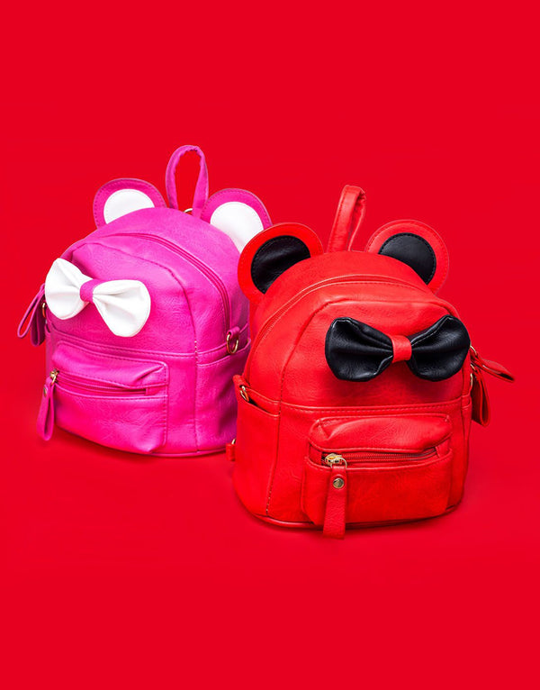 Shocking Pink Bow Mini Backpack