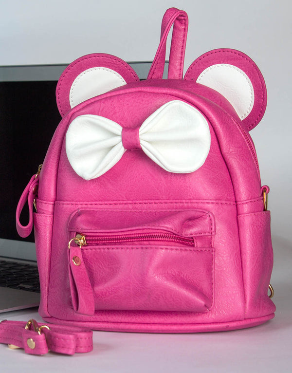 Shocking Pink Bow Mini Backpack