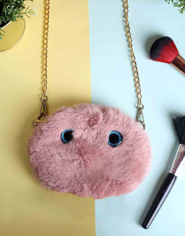 Tea-Pink Fluffy Pouch Bag
