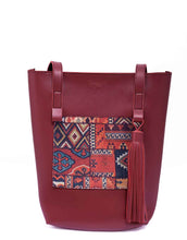 Maroon Turkish Colorblock Tote Bag