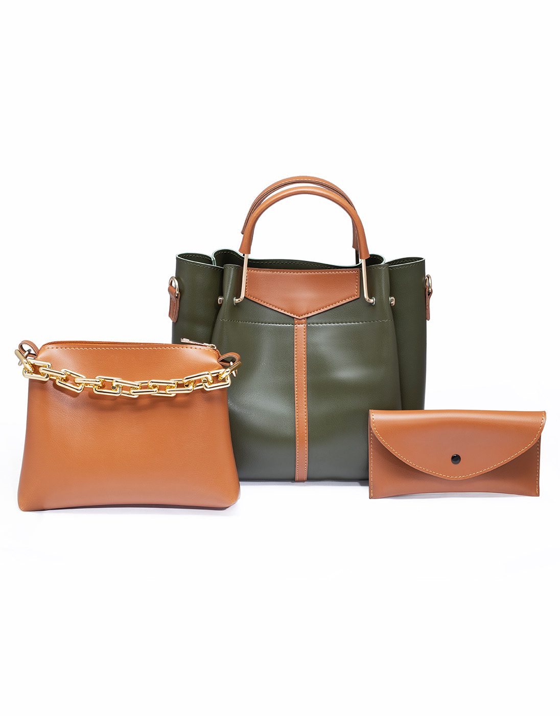 Bloom Closet - Green 3 Pieces Handbag