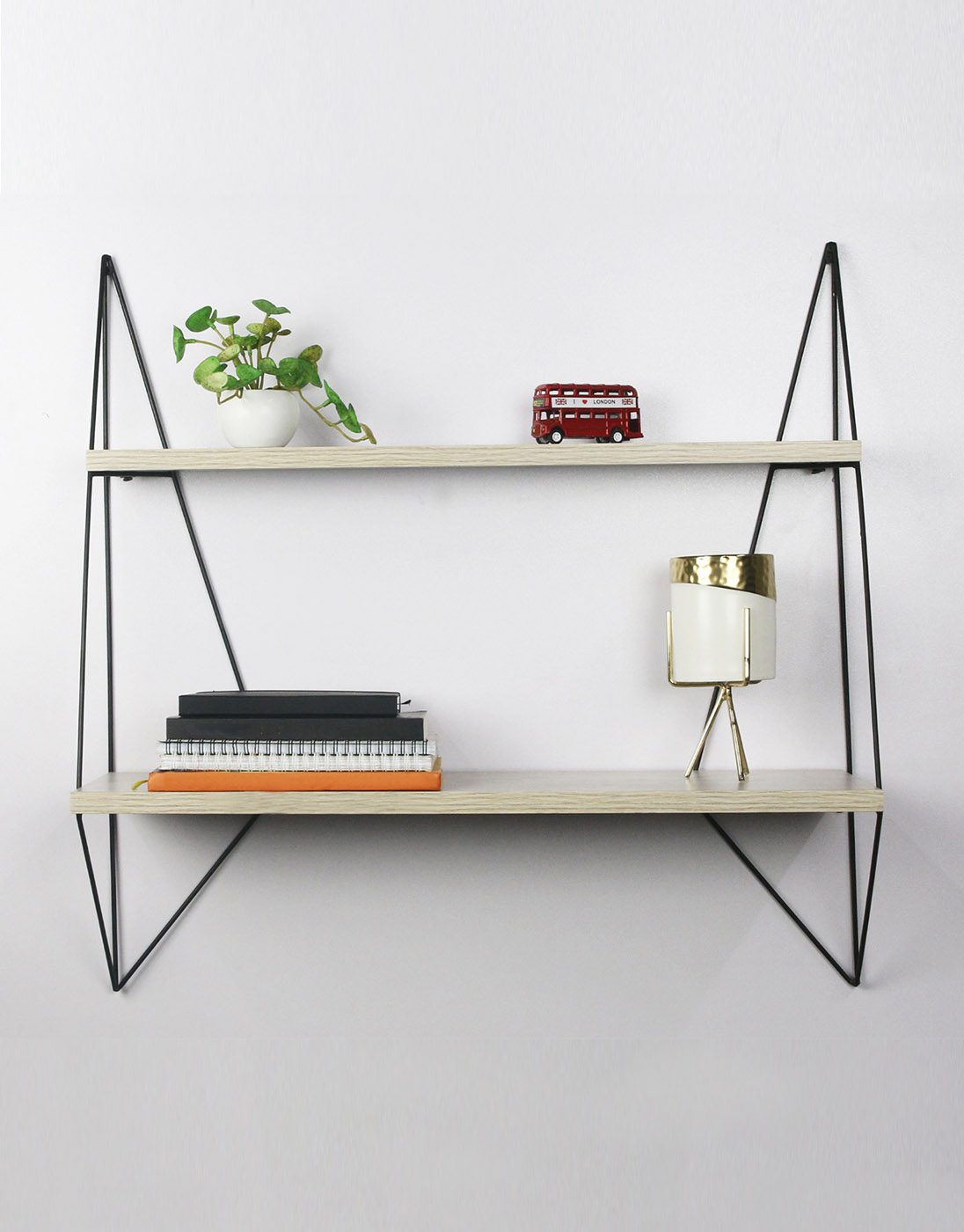 White Two-Tier Floating Wall Shelve